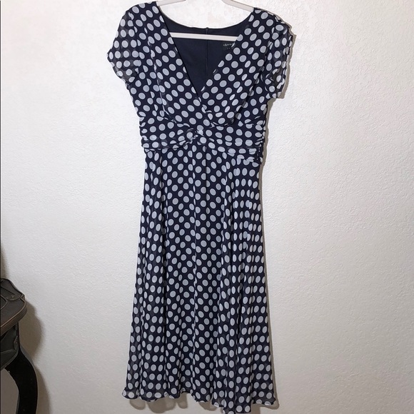Connected Apparel Dresses & Skirts - Connected Apparel Navy/Wht polkadot size10